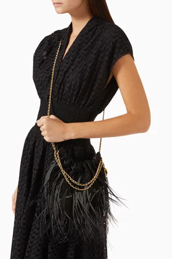 Mini Fleming Feather Drawstring Shoulder Bag