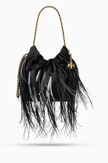 Mini Fleming Feather Drawstring Shoulder Bag