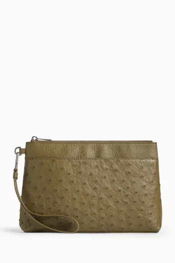 Prism Pouch in Ostrich Leather