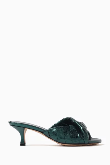 Blink 50 Mule Sandals in Intreccio Laminated Leather