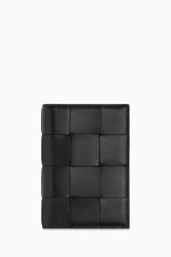 Cassette Passport Case in Intreccio Nappa Leather