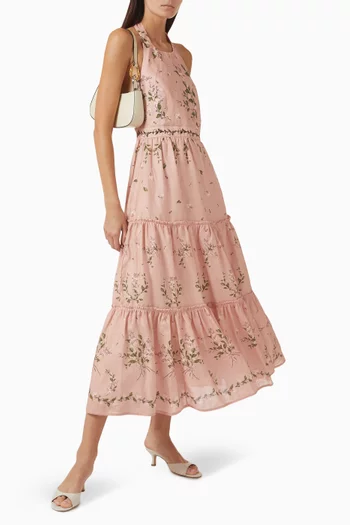 Consuelo Wisteria Midi Dress in Linen