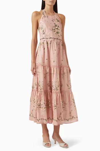 Consuelo Wisteria Midi Dress in Linen