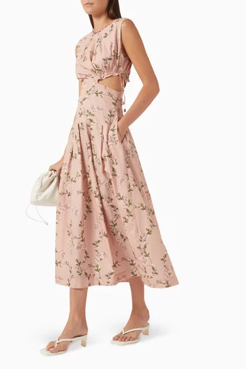 Otoño Wisteria Midi Dress in Linen