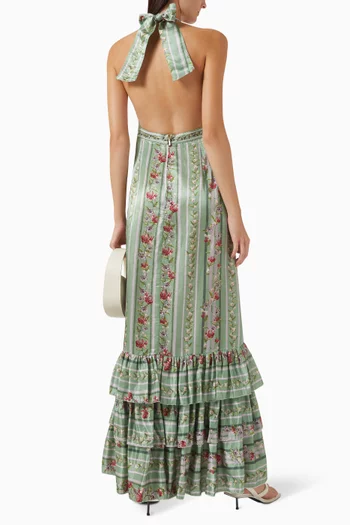 Magnolia Honeysuckle Maxi Dress in Linen-silk