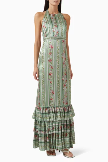 Magnolia Honeysuckle Maxi Dress in Linen-silk