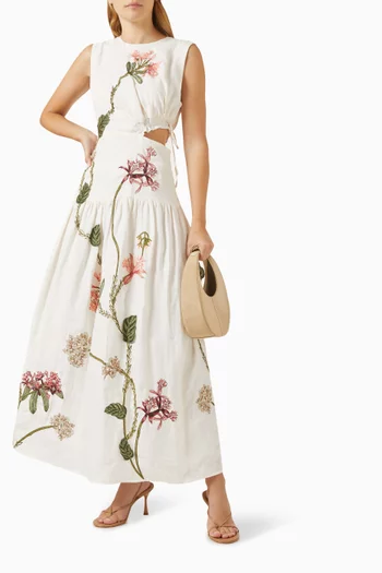 Otoño Orquidea Midi Dress in Linen