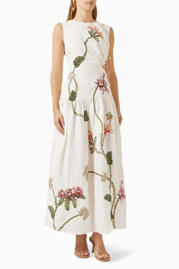 Otoño Orquidea Midi Dress in Linen