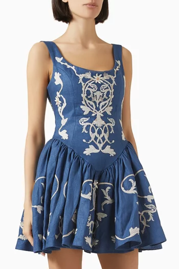 Pluma Corset Mini Dress in Linen