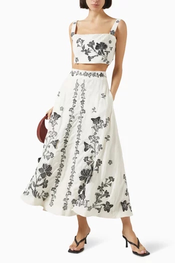 Bergamota Printed Skirt in Linen