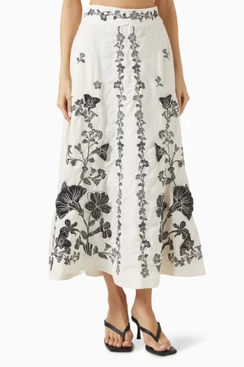 Bergamota Printed Skirt in Linen