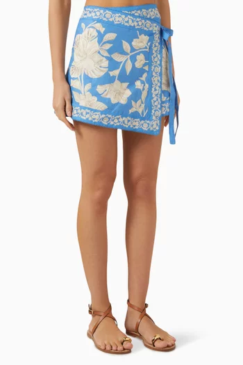 Luna Wrap Mini Skirt in Linen