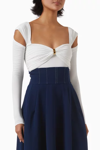 Jewel Detail Bodysuit in Cupro Jersey