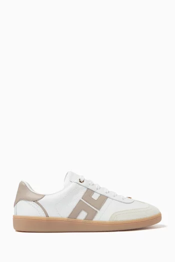 Embroidered Logo Sneakers in Leather