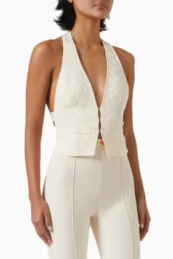Jacquard Diamond Waistcoat in Satin