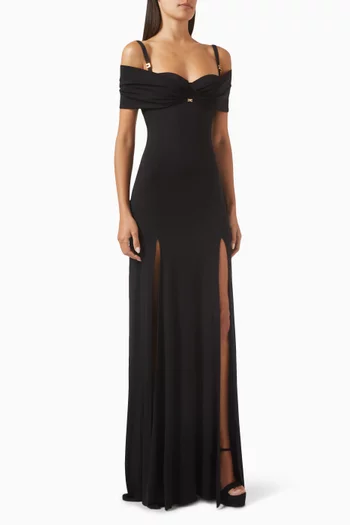 Red Carpet Corset Maxi Dress in Jersey
