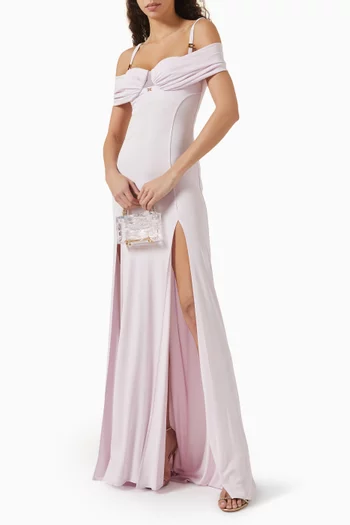 Red Carpet Corset Maxi Dress in Jersey