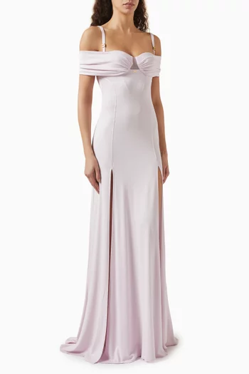 Red Carpet Corset Maxi Dress in Jersey