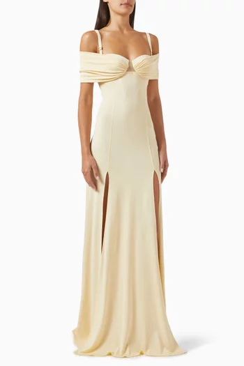 Red Carpet Corset Maxi Dress in Jersey
