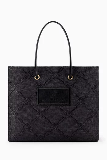 Large Tote Bag in Jacquard Raffia