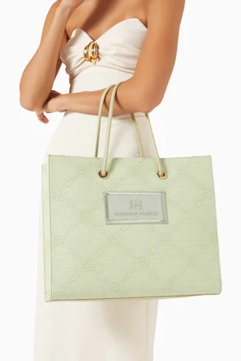Large Tote Bag in Jacquard Raffia