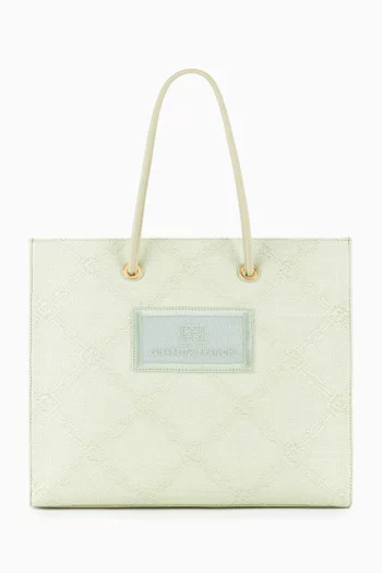 Large Tote Bag in Jacquard Raffia