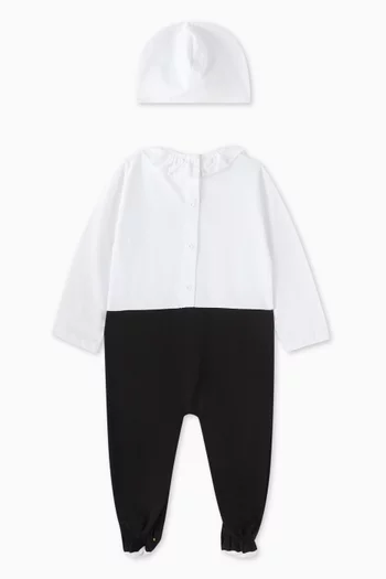 Colour-block Pyjama & Beanie Gift Set in Cotton