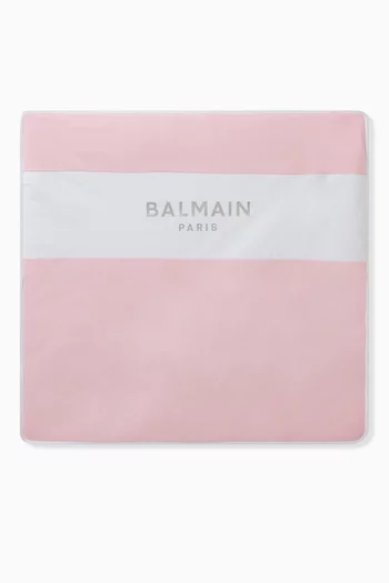 Logo-print Colour-block Blanket in Cotton