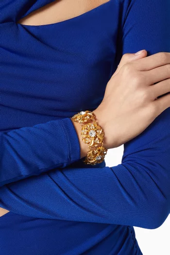 1980s Rediscovered Crystal Ornate Bracelet in Gold-plated Metal