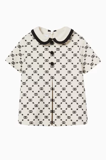 Embroidered Dress in Stretchy Cotton