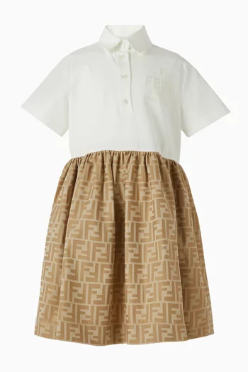 فستان بولو بشعار الماركة بوبلين