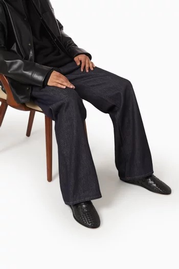 حذاء سهل الارتداء سنداي جلد مجدول