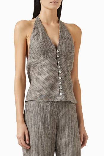 Zuri Halter Top in Linen