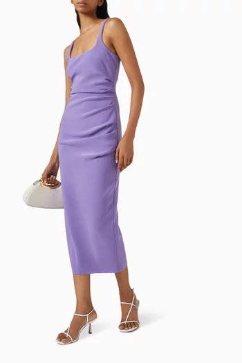 Karina Tuck Midi Dress in Bonded Crepe