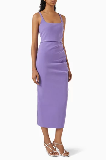 Karina Tuck Midi Dress in Bonded Crepe