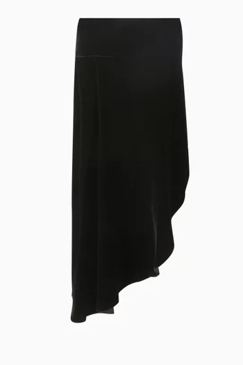 تنورة متوسطة الطول بتصميم غير متماثل مخمل