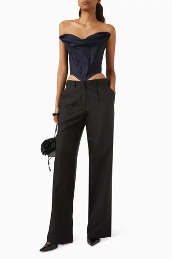 Draped Strapless Corset in Denim