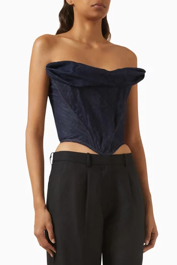 Draped Strapless Corset in Denim