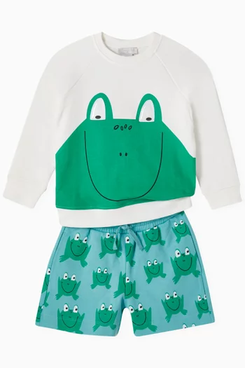 Frog-print Sweatshorts in Cotton