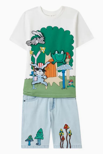 Embroidered Shorts in Denim
