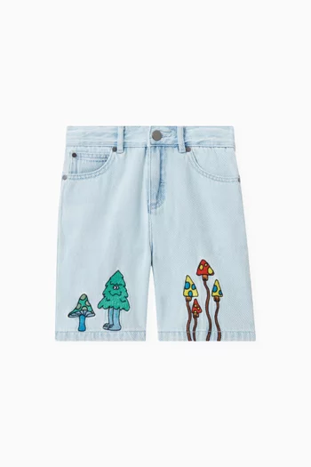 Embroidered Shorts in Denim