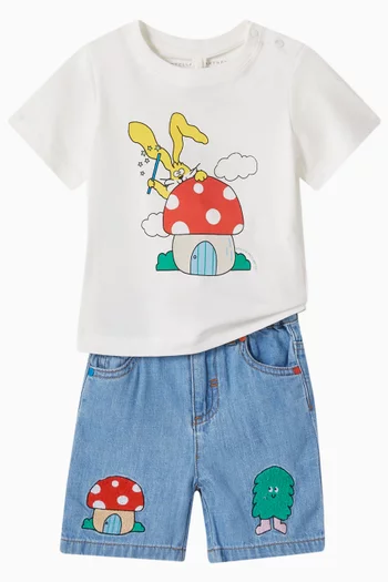 Mushroom & Bunny Graphic T-shirt in Organic Cotton