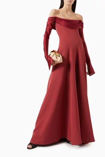 فستان سلمى بفتحة رقبة درابيه