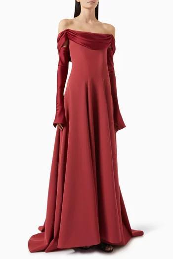 فستان سلمى بفتحة رقبة درابيه