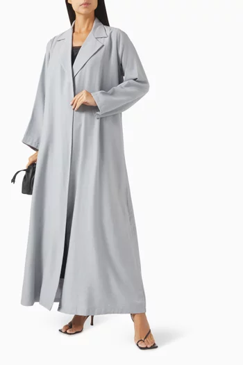 Notched Collar Abaya in Cotton