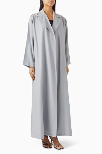 Notched Collar Abaya in Cotton