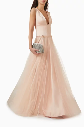 Breena Corset Gown in Satin & Tulle