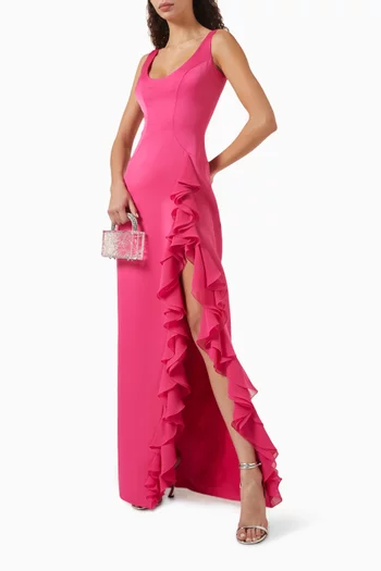 Elida Frill Gown in Crepe