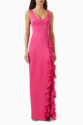 Elida Frill Gown in Crepe