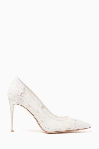 Gia 100 Pumps in Lace & Leather